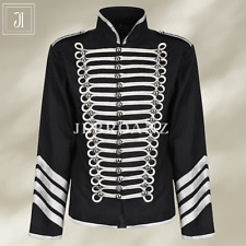 New Napoleonic Hussar Jacket Black Silver Miltary Style Gothic  Drummer Jacket picture