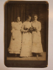 Late 1800's 3 Beautiful Sisters Antique Cabinet Card Photo Wedding? w/Names picture