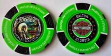 MOUNTAIN CREEK HARLEY-DAVIDSON Dalton GA Full Color Neon Green/Blk Poker Chip picture