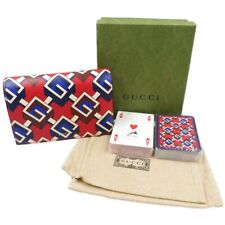 Gucci Playing Card Case Playing Card Set Geometric G Motif Leather Pouch 662294 picture