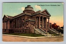 Chickasha OK-Oklahoma, First Baptist Church, Religion, Antique Vintage Postcard picture