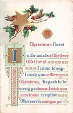 1909 Art Nouveau Christmas Motto Postcard with Robins, Holly, & a Star picture
