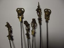 6 1940's bronze figural people,tribal masks and animals by Ashanti Akan skewers picture