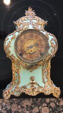 Antique F Kroeber Green Metal Mantle Clock Versailles picture