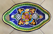 HERNANDEZ Talavera Colorful Mexican Folk Art Handled Pottery Dish Wall Decor picture