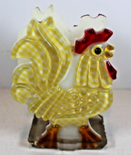 VTG 60's Chicken Rooster  Lucite Resin Napkin Letter Holder Yellow Check Gingham picture