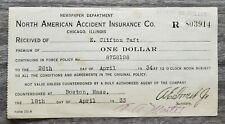 Vintage 1933 Receipt For North American Accident Insurance Co Ephemera picture
