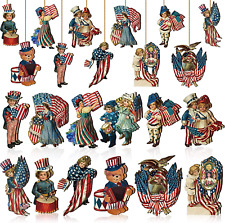 Panelee 24 Pcs Vintage 4Th of July Ornaments for Tree Wooden Patriotic Ornaments picture