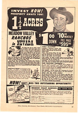 1967 Print Ad Meadow Valley Ranchos in Elko Nevada Invest Now 1 1/4 Acres picture
