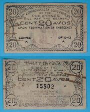 1943 Philippines ~ LEYTE 20 Centavos ~ WWII Emergency Note ~ LEY-111 picture
