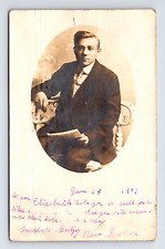 c1907 RPPC Postcard Cameo Border Portrait of Man in Suit New London OH Ohio picture