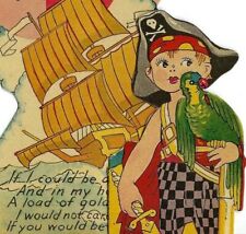 AB-129 Valentine To My, Pirate Boy, Ship Parrot Vintage Standing Valentine's Day picture