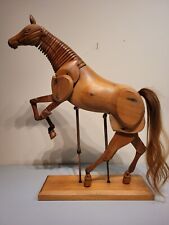 articulated wood carved horse sculpture vintage artist adjustable model picture