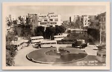 Vintage RPPC Tel Aviv Village Square School Buses, Military, Dunlop Tires, Cars picture