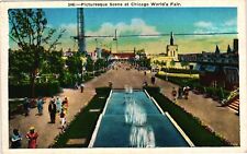 Chicago Worlds Fair Postcard Picturesque Scene Fountains and Midway picture