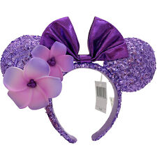DisneyParks Purple Minnie Plumeria Aulani Hawaii Mouse Sequins Mickey Ears picture