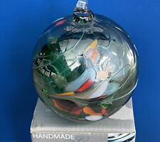 Zorza Orb Glass Ornament Multicolor From Poland Mouth Blown Hand Decorated 3
