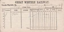 G.W.Railway 1877 Parcels Way Bill From Market Drayton to Audlem-HOLE Ref 44960 picture