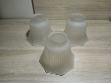 Ruffled Frosted Glass Shades for Ceiling Light/Fan or Chandier Set Of 3 Vintage picture