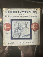 Antique Alice In Wonderland Glass Coloured Lantern Slides Primus Original Box  picture