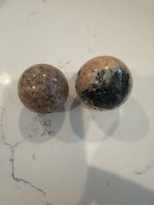 Pair Of Orange Calcite Spheres  picture