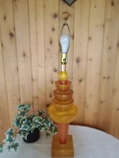 Mid Century Hivo Van Teal? Lucite Stacked Bowls Table Lamp Amber & Melon picture
