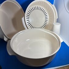 Tupperware 3 & 1 3/4 Qt. Microwave Almond Stack Cooker Bowls 2192B-1 2210A- picture