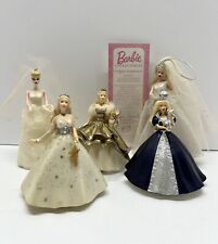 Vintage Barbie Lot of 5 Sparkle Holiday & Wedding Ornament Avon Hallmark Mattel picture