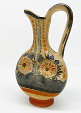 VTG Tonala Mexican Folk Art Pottery Jug Pitcher Terra Cotta Vase Signed Mexico picture