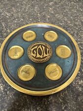 Vintage Passover Seder Plate, blue  with Gold Patina Pesach Judaica Israel 9.5” picture