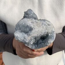 2.86LB Natural Blue Celestite Quartz Cluster Heart Crystal Geode Mineral healing picture