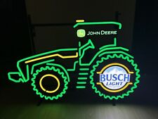 Big John Deere Busch Light Farm Tractor Strip 3D LED Beer Bar Neon Sign  Dimmer picture