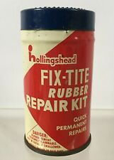 Vintage Hollingshead FIX-TITE Rubber Tire Repair Kit Empty Tin Can Bicycle Bike picture