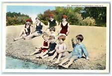 c1920's Bathing Group of Women & Kids At Chautauqua Lake New York NY Postcard picture