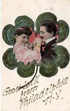 Vintage Postcard NY Philadelphia Good Luck From Romance Couple c1908 -447 picture