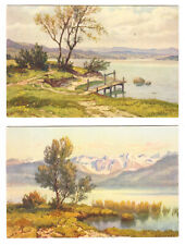 Art Postcards, 2, Lake Zurich Scenes by E. Bachmann, Printed in Switzerland picture