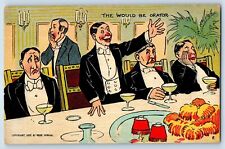 Rose Hyman Signed Postcard The Would Be Orator Mens On The Table c1910's Antique picture