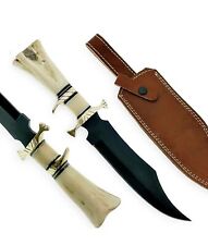 BEAUTIFUL CUSTOM HAND MADE STEEL HUNTING BOWIE KNIFE HANDLE CAMEL BONE picture