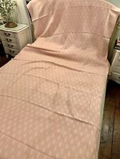 100% Linen Jacquard Tablecloth Vintage 63” x 132” Made in Italy 12 Napkins Pink picture