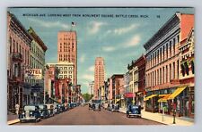 Battle Creek MI-Michigan, Michigan Ave, Hotel Milner, c1948 Vintage Postcard picture