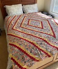 Vintage Hand Sewn Quilt Coverlet Queen Size 81”x 66” picture