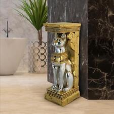Egyptian Goddess of the Sun's Warmth & Life Giving Power Bastet Pedestal Statue picture