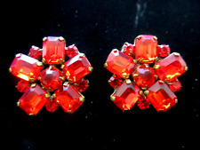 OUTSTANDING  2  Czech Vintage Glass Rhinestone Buttons      Ruby Red picture