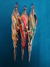 3 Vintage Twisted Mercury Glass Icicle Christmas Ornaments  picture