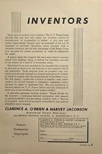 Clarence A. O'Brien & Harvey Jacobson Patent Attorneys Vintage Print Ad 1948 picture