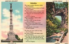 Postcard VA Yorktown Monument and Natural Bridge Scene Unposted Vintage PC G9283 picture
