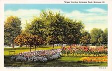 MATTOON, IL Illinois  FLOWER GARDEN~PETERSON PARK  Coles Co  c1940's Postcard picture