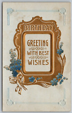 Postcard Embossed Birthing Greeting With Best Wishes In Gold VTG c1920  H18 picture