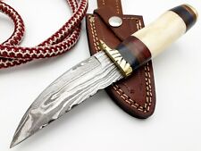 10 PCS LOT SALE FORGED HUNTING CAMPING KNIFE  GUARD CAMEL BONE GRIP & LEATHER  picture