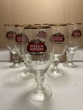 Stella Artois Set Of 6 Original Glass Chalice Larger 40Cl Gold Rimmed NOS RARE picture